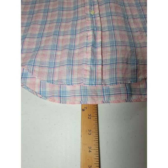 Brooks Brothers Irish Linen Pink & Blue Plaid Button Shirt - Medium - Picture 3 of 6